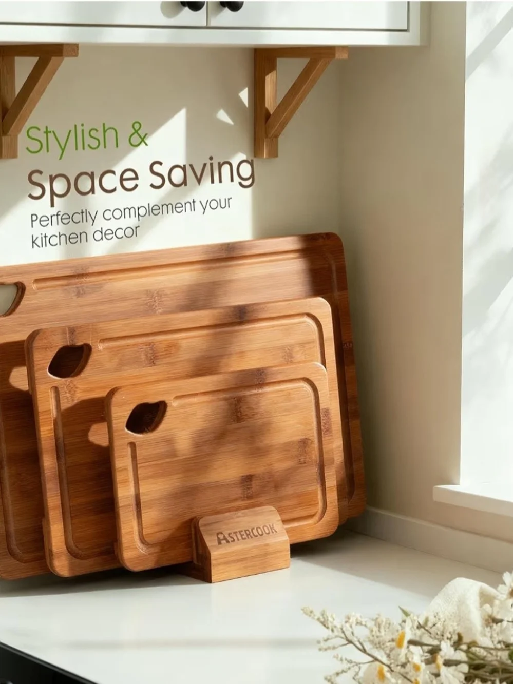 Bamboo Cutting Board Set in Natural Brown - 3-Piece